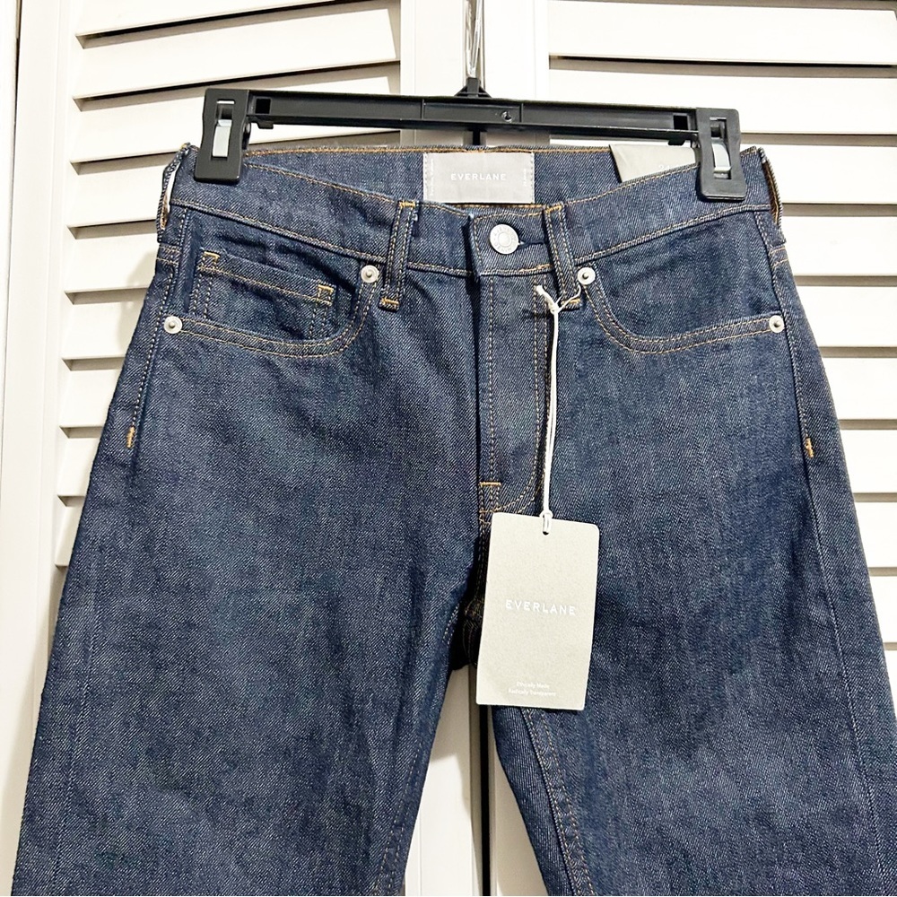 NEW Everlane Dark Indigo Mid Rise Skinny Ankle Jeans Size 24 - Picture 5 of 10